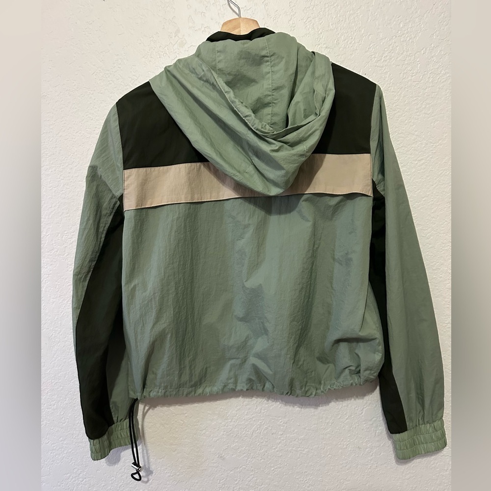 Veronica Beard Avery Half Zip Hooded Green and Cream Utility Jacket - Size Small - Picture 8 of 12